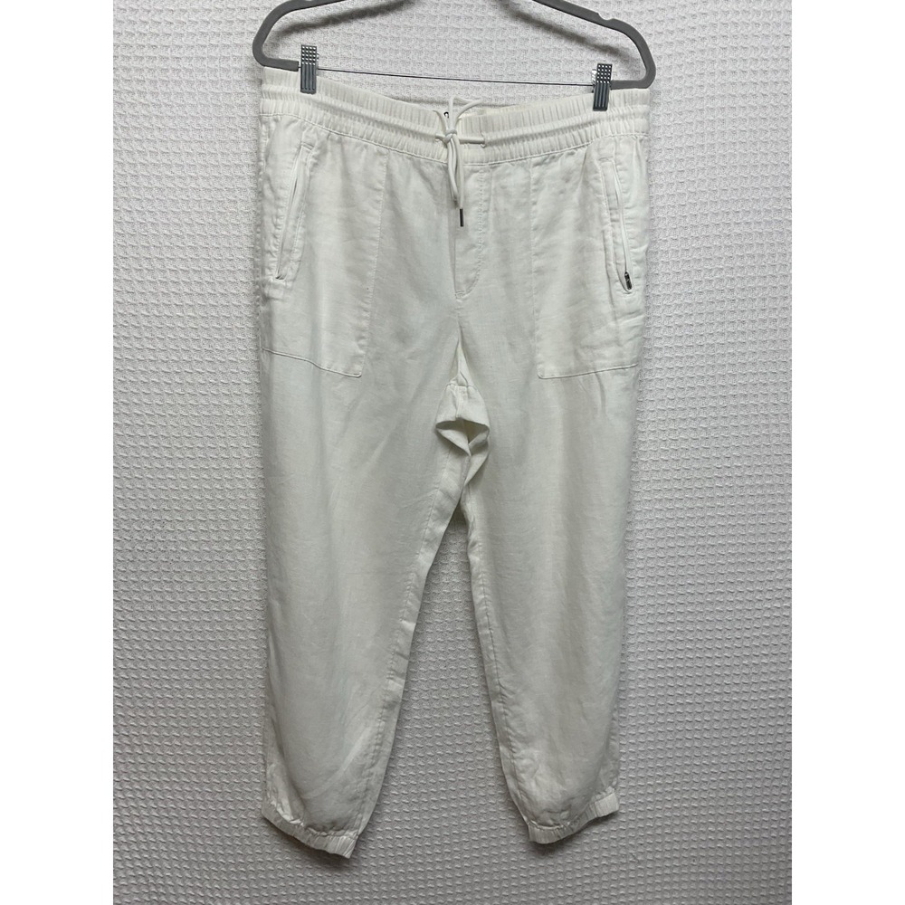 ATHLETA Retreat‎ Linen High Rise Jogger Women's Size 14P White Off/Calla Lily